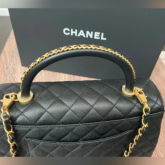 Brand New Coco Chanel Flapbag with handle, v b/black with dust bag and box. - Picture 5 of 15